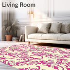 Pink Floral Damask Pattern Rug