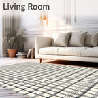 Classic Black and White Plaid Pattern Rug