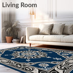 Ornate Floral Leaf Scrollwork Rug