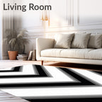 Monochrome Chevron Geometric Pattern Rug