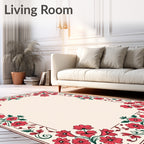Elegant Red Floral Border Design Rug