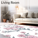 Pink Petal Branch Pattern Rug