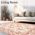 Red Floral Vine Pattern Traditional Rug