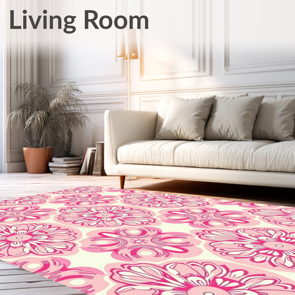 Pink Floral Medallion Pattern Rug