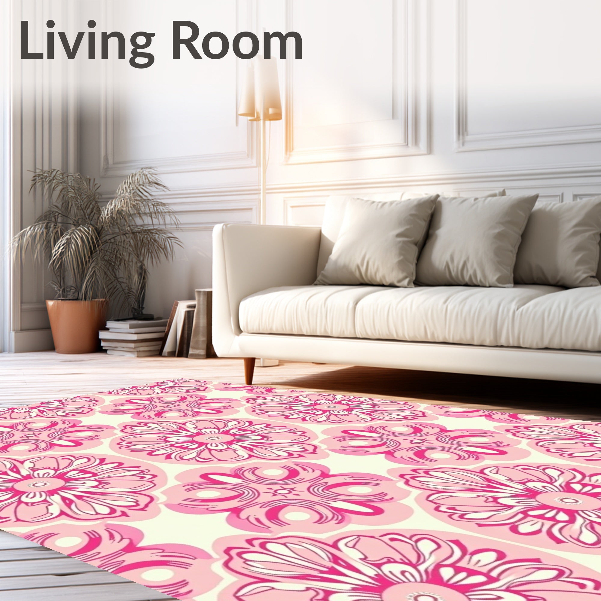 Pink Floral Medallion Pattern Rug