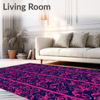 Bold Pink Abstract Swirl Pattern Rug