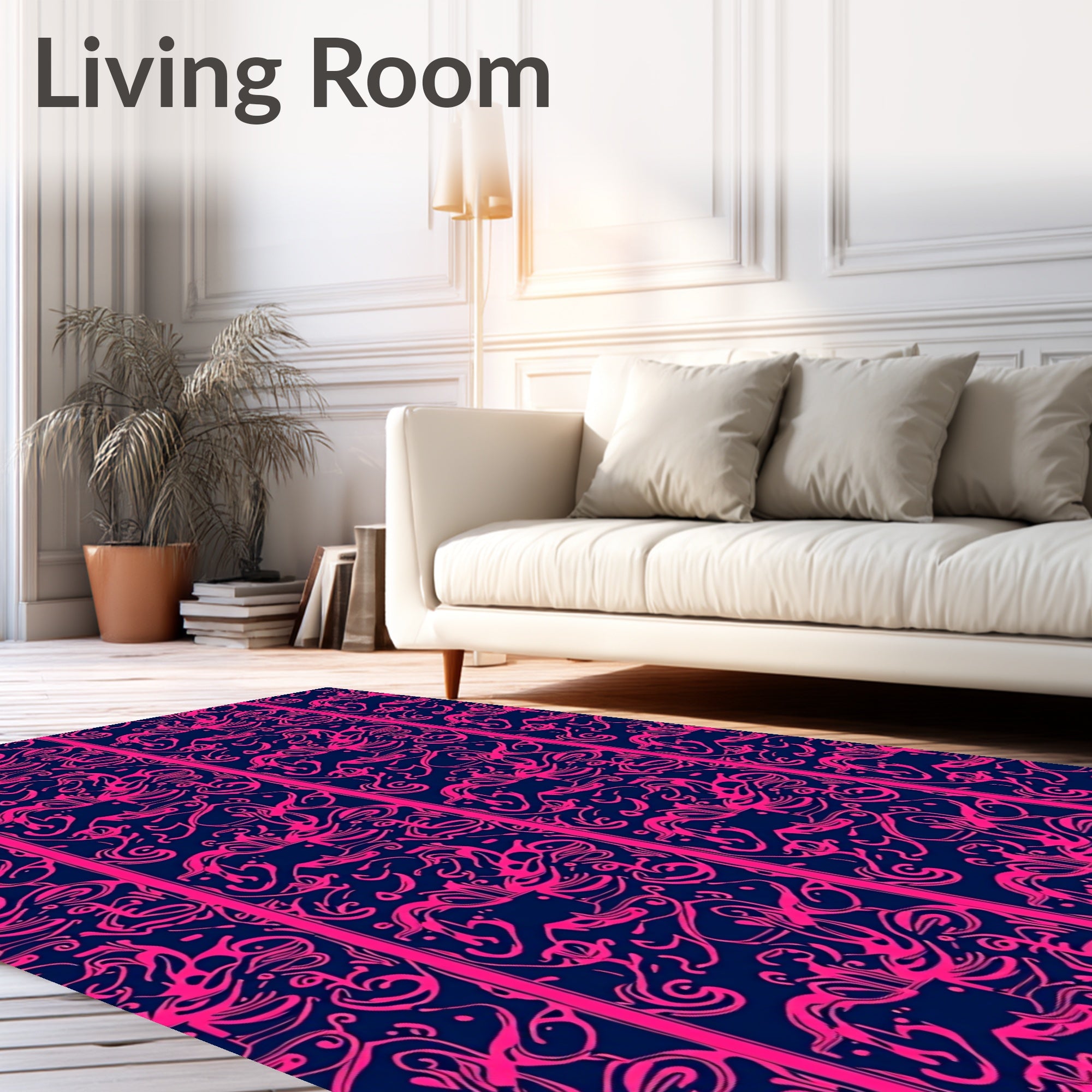 Bold Pink Abstract Swirl Pattern Rug