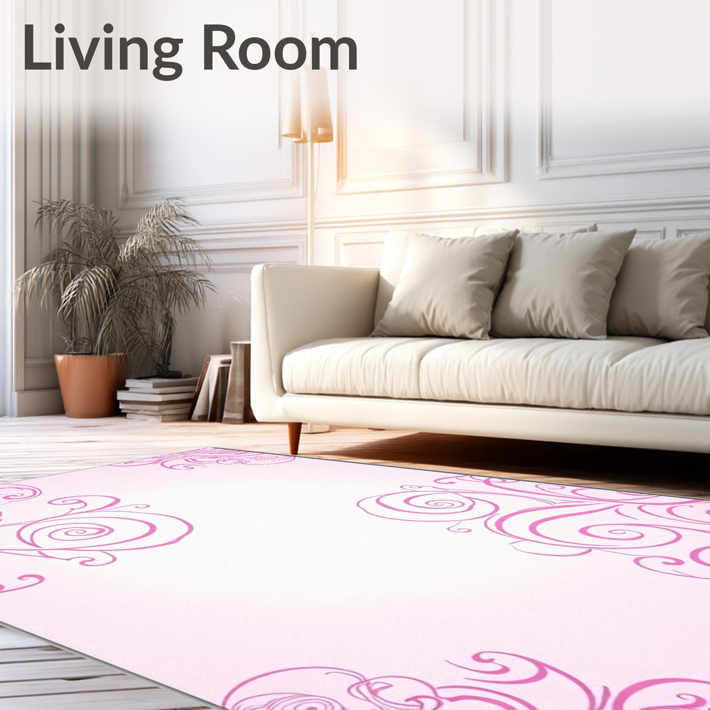 Pink Floral Swirls Pattern Rug