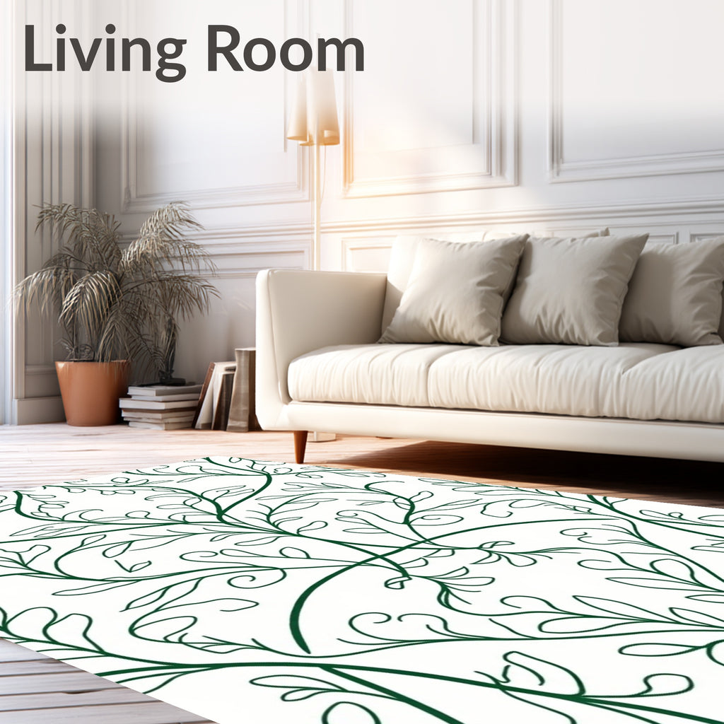 Elegant Green Vine Pattern Rug
