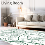 Elegant Green Vine Pattern Rug