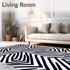 Abstract Black White Zigzag Pattern Rug