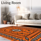 Orange Abstract Floral Border Design Rug
