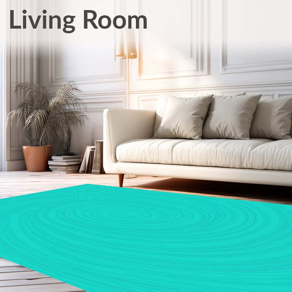 Teal Swirl Pattern Detail Rug