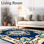 Vibrant Floral Leaf Border Design Rug