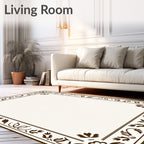Classic Floral Border With Leaf Accents Rug