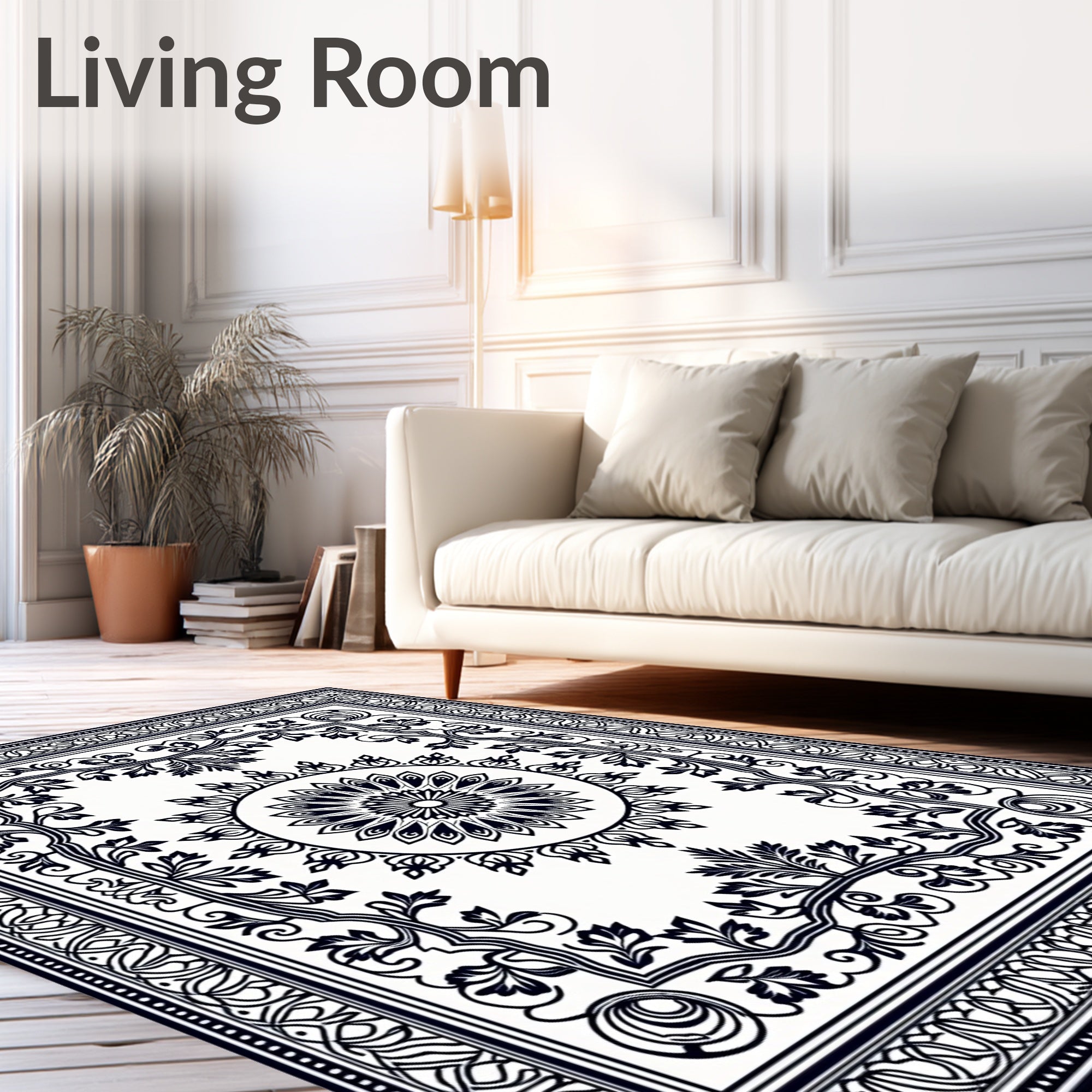 Classic Floral Medallion Border Design Rug