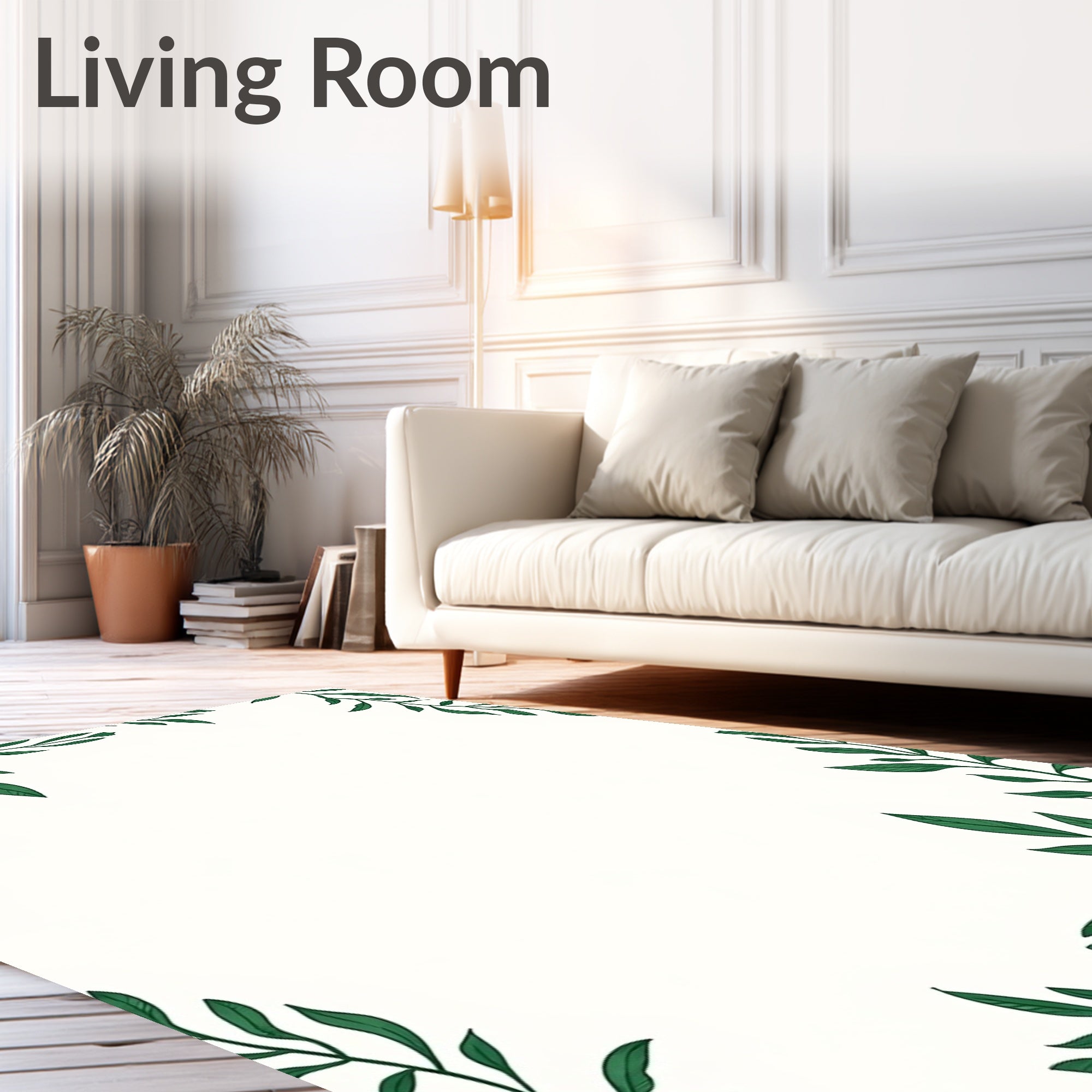 Green Leaf Vines Corner Design Rug