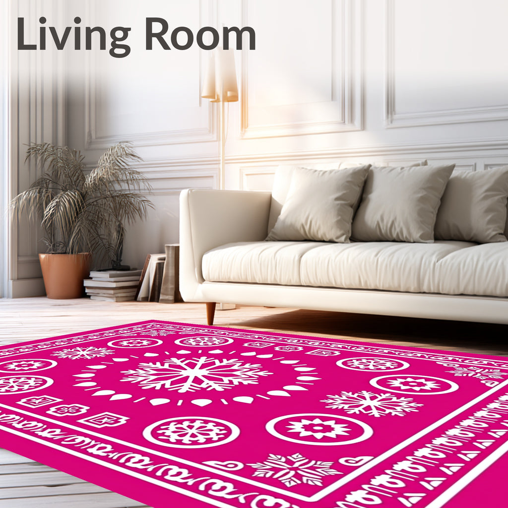 Geometric Snowflake Mandala Design Rug
