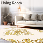 Ornate Golden Floral Vine Pattern Rug