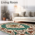 Floral Swirl Inspired Medallion Rug