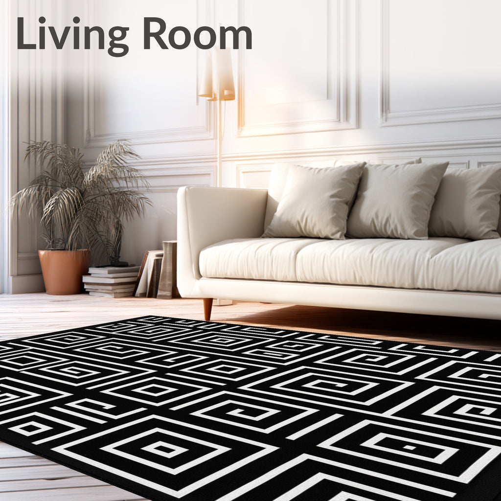 Bold Geometric Spiral Pattern Rug