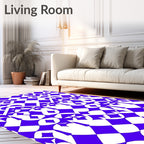 Bold Royal Blue Diamond Pattern Rug