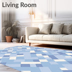 Modern Abstract Geometric Blue Shades Rug