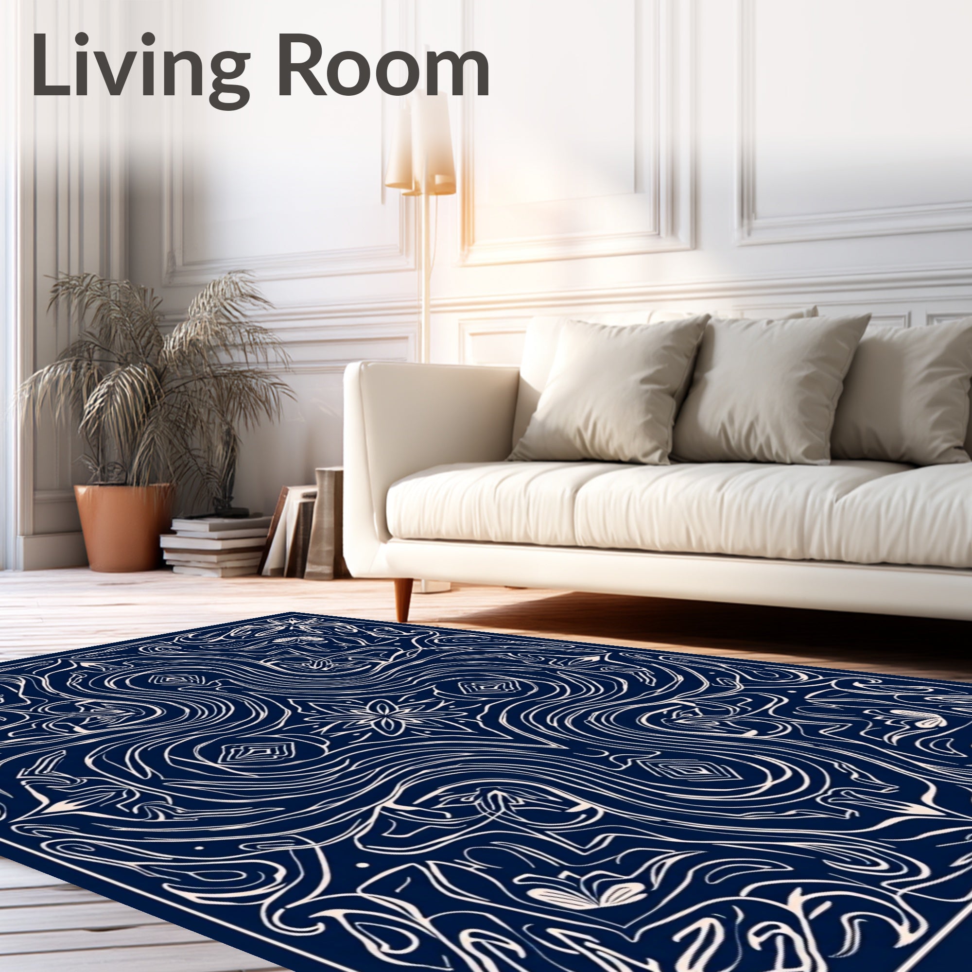 Ornate Swirling Floral Pattern Rug