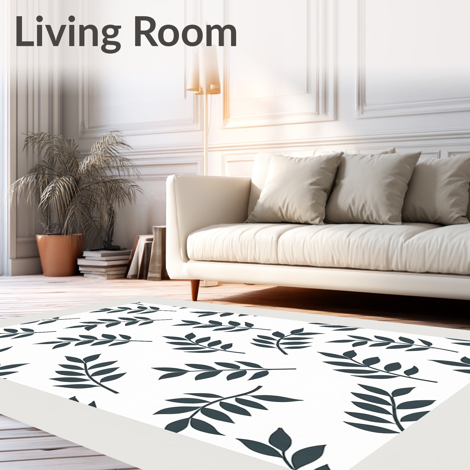 Modern Leaf Patterned Contemporary Rug