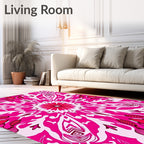 Vibrant Pink Mandala Floral Pattern Rug