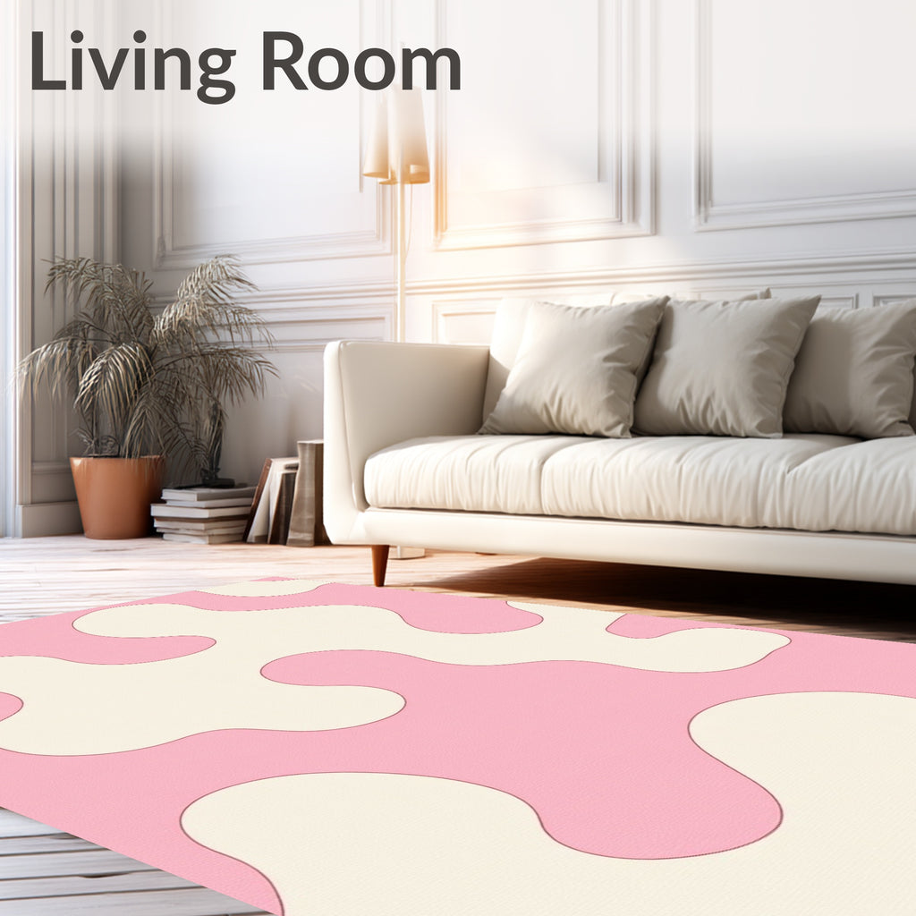 Pink Cream Blobs Pattern Rug