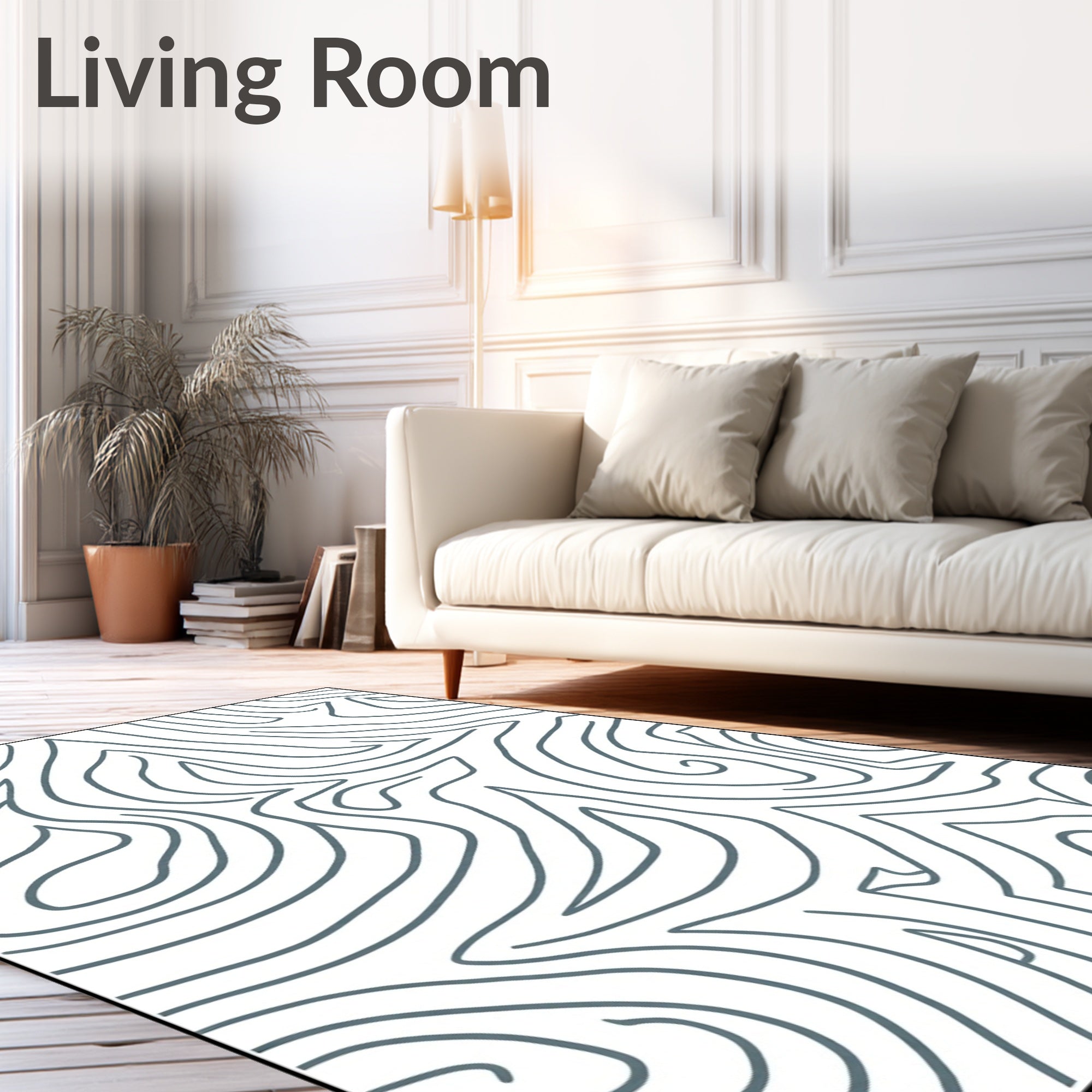 Abstract Wavy Contour Design Rug