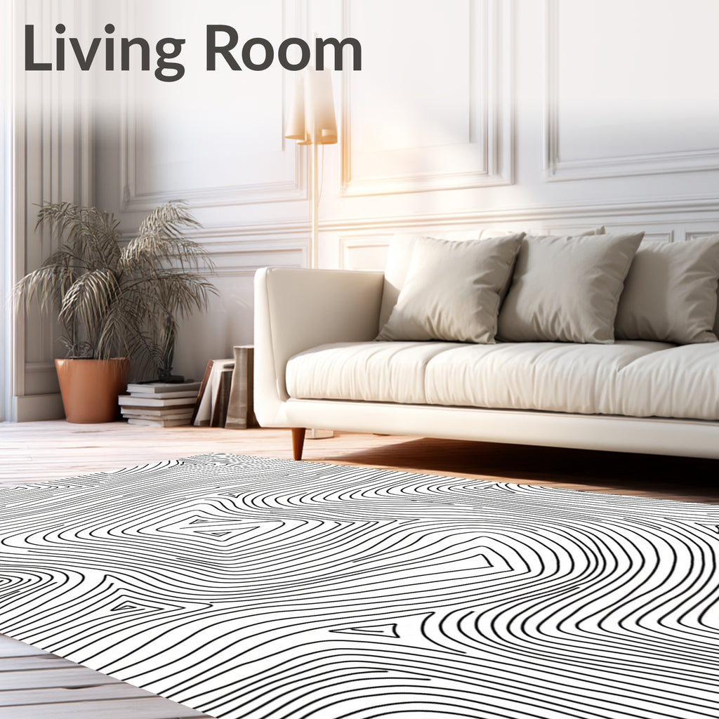 Monoline Contour Topographic Pattern Rug
