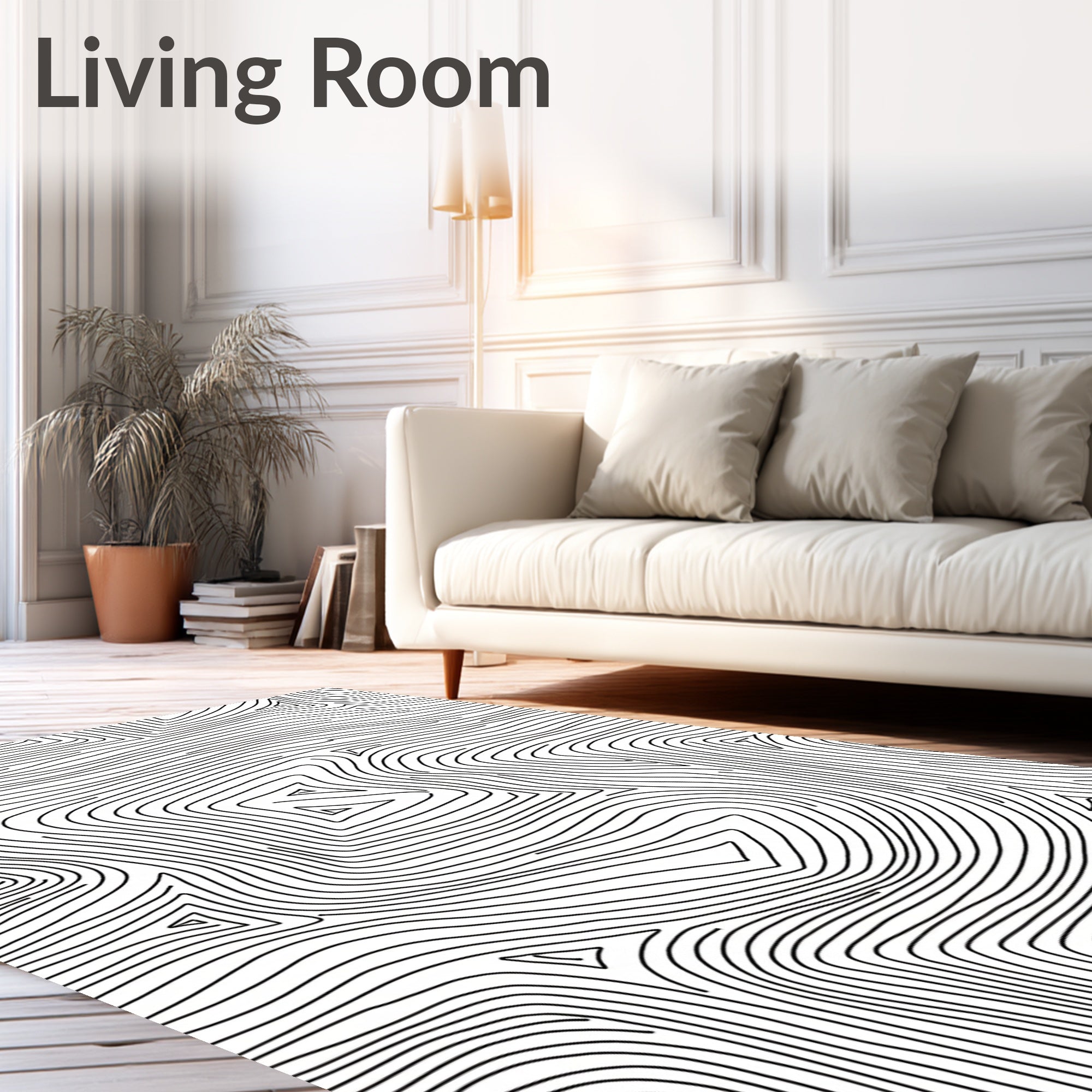 Monoline Contour Topographic Pattern Rug