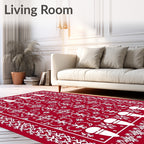 Red White Christmas Icon Geometric Rug