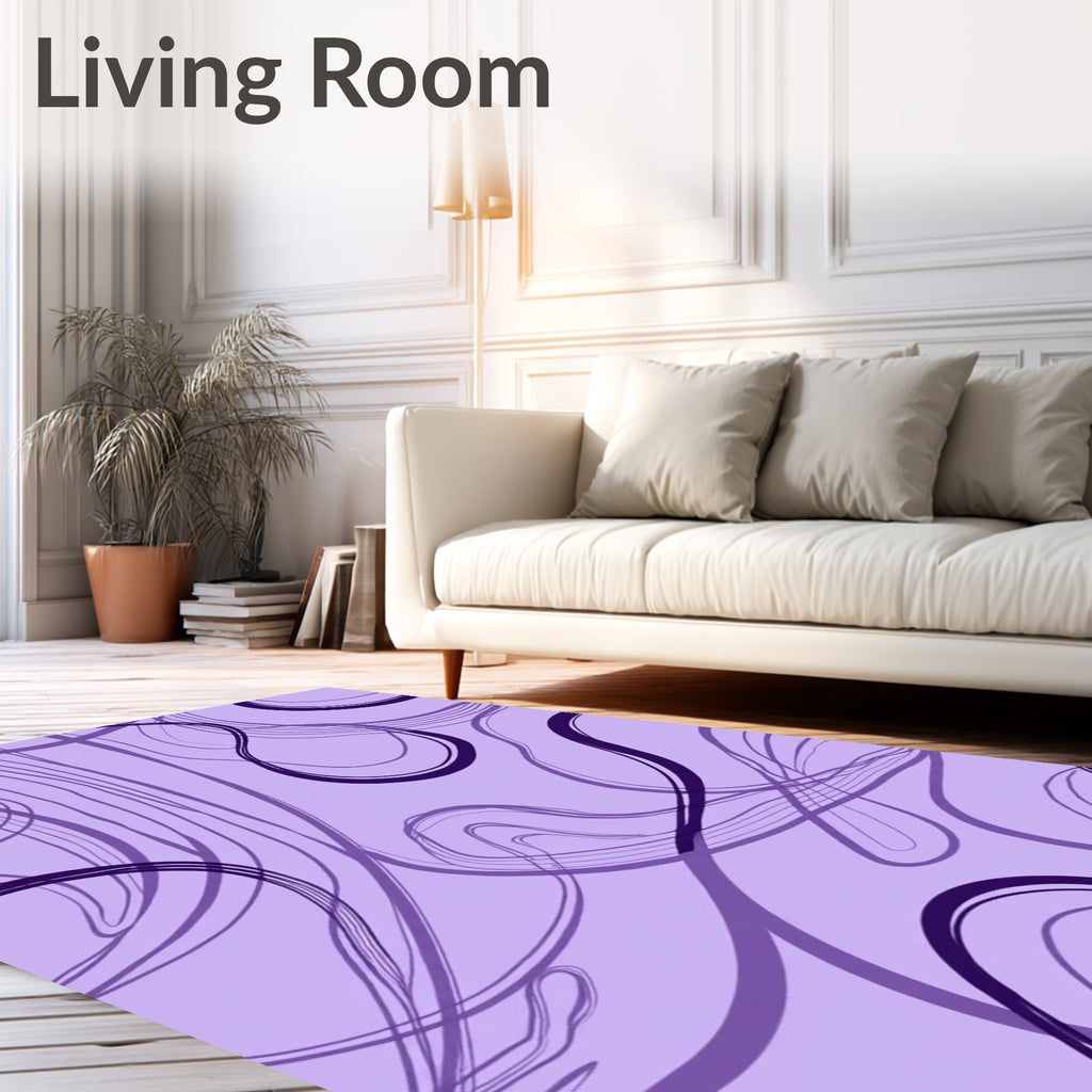 Flowing Abstract Purple Lilac Swirls Rug