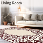 Rich Burgundy Flourish Border Design Rug