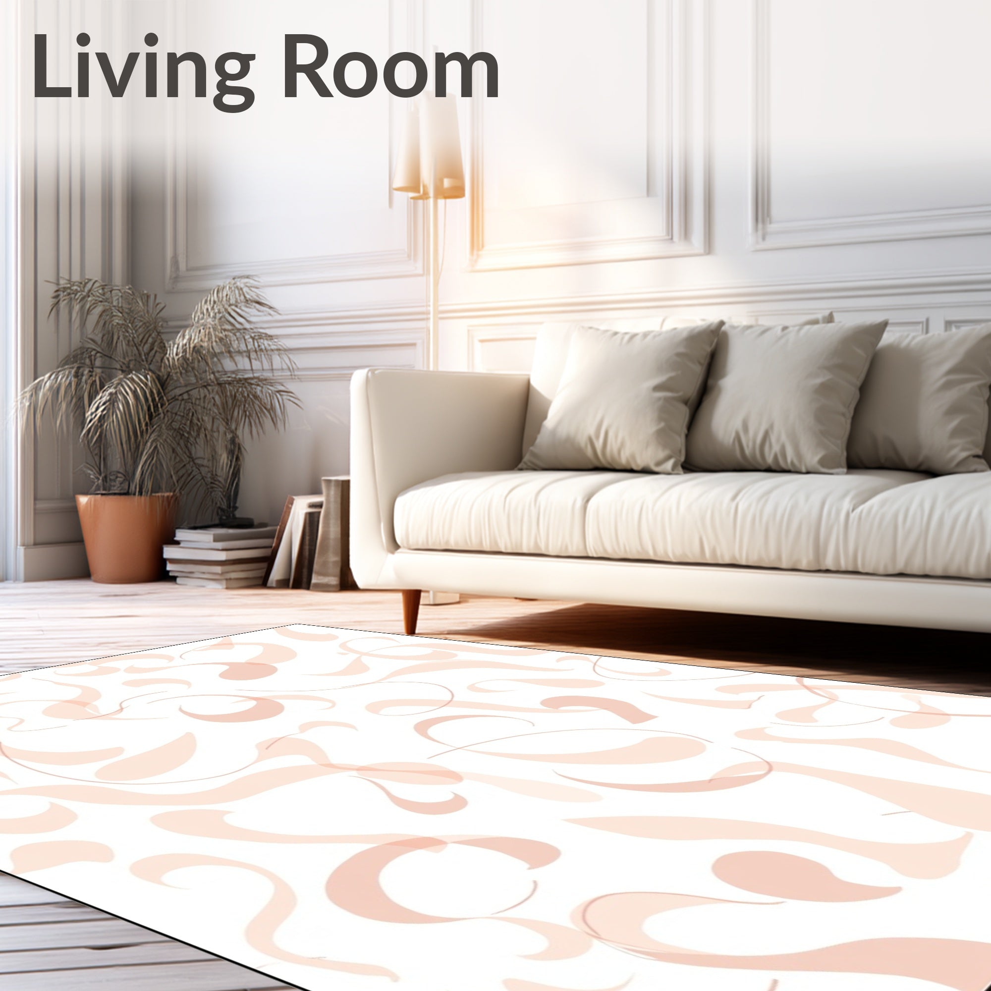Soft Peach Swirl Abstract Pattern Rug