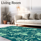 Teal Mint Floral Pattern Rug