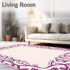 Elegant Purple Floral Border Design Rug