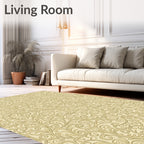 Linen Beige Swirl Floral Pattern Rug