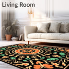 Vibrant Floral Mandala Pattern Rug