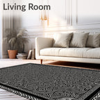 Intricate Swirl Monochrome Graphic Pattern Rug