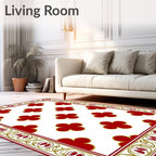 Elegant Crimson Clover Botanical Border Rug