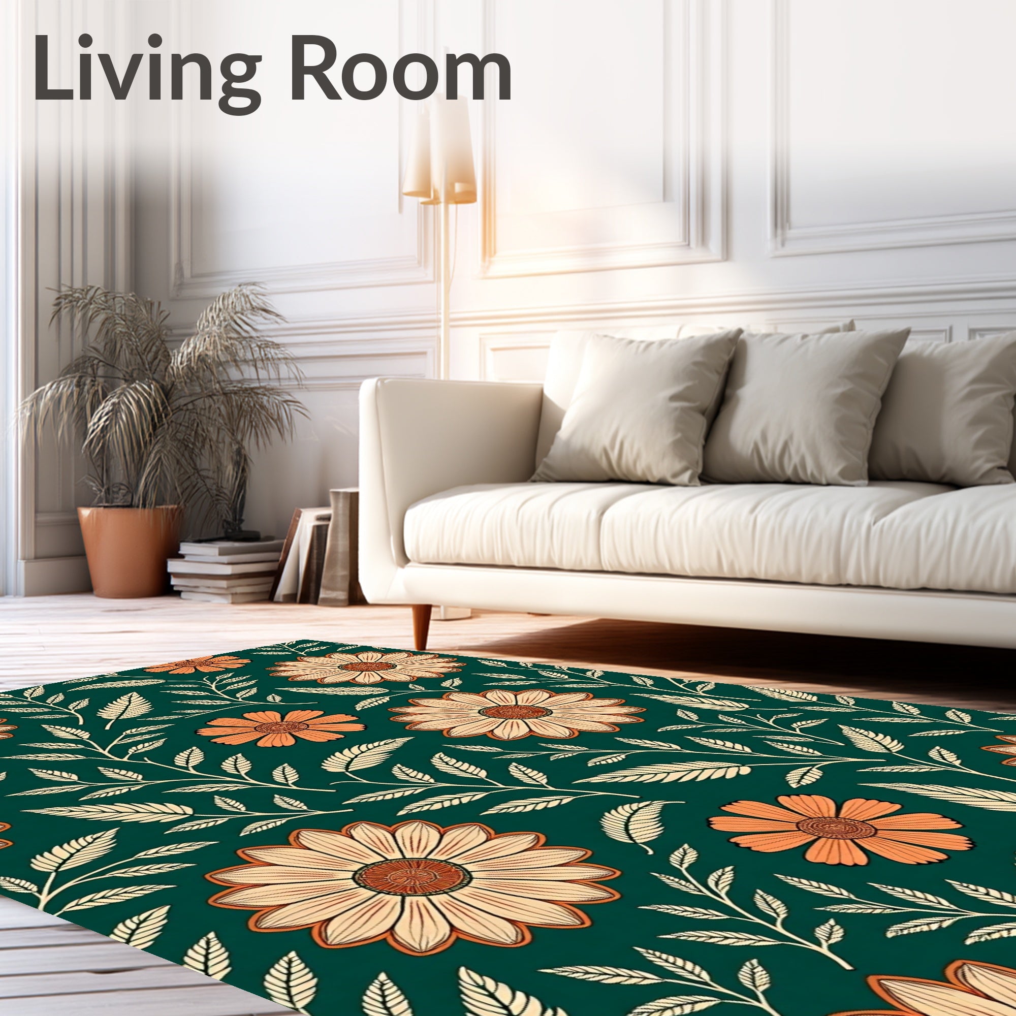 Floral Branch Botanical Pattern Design Rug