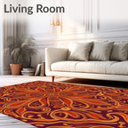 Intricate Floral Vines Red Orange Rug