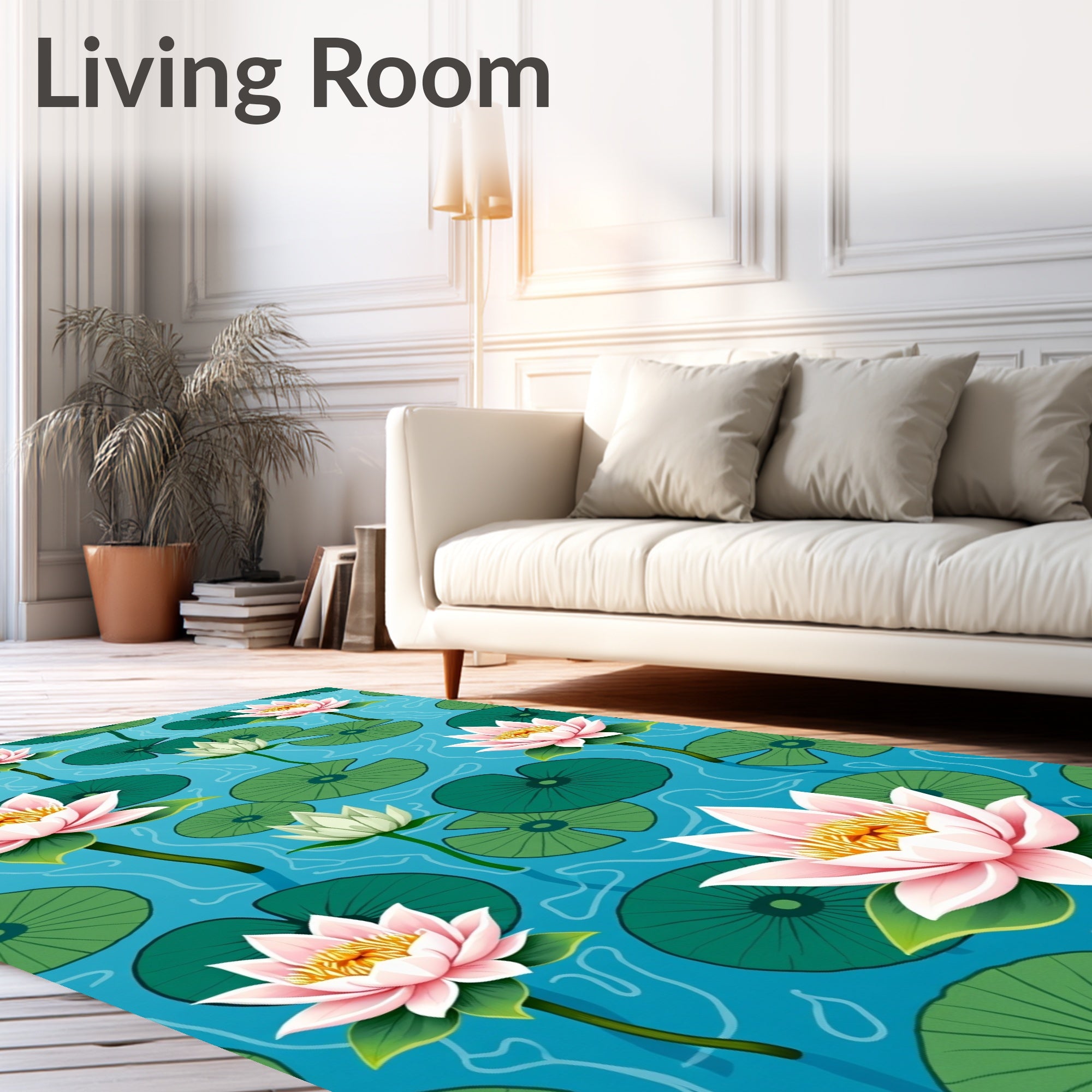 Water Lilies and Lily Pads Print Rug