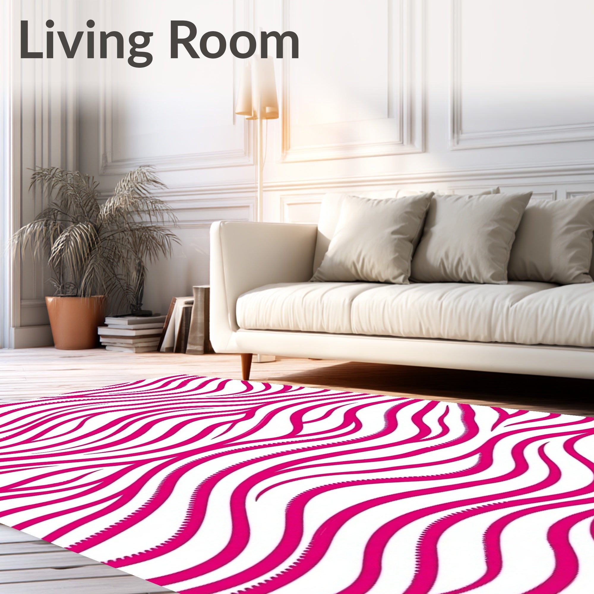 Vibrant Pink Wavy Stripe Pattern Rug