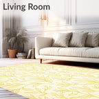 Delicate Yellow Leafy Botanical Design Rug