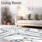 Abstract Blue Gray Swirls Art Rug